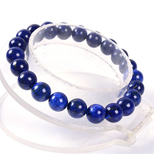 Justinstones Gem Semi Precious Gemstone 8mm Round Beads Stretch Bracelet 7 Inch Unisex - color: Dyed Lapis