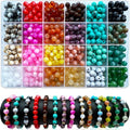 720Pcs 8mm Acrylic Round Beads for Jewelry Making, Bohemian Style Round Bead Faux Turquoise White Crack Bead Plastic Bubble Gum Beads for Bracelets Making Kit DIY Necklace Crafts - color: Crack 8mm