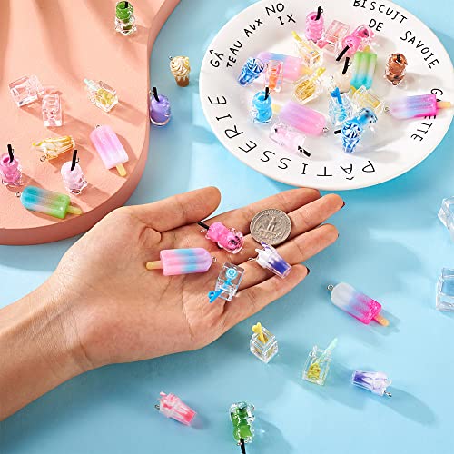 Craftdady Resin Plastic Miniature Food Snack Pendants Charms Ice Drink Juice Pendants Cute Bottle Fruit Keychain Charms Hang Ornament for DIY Craft Earring Bracelet Necklace Jewelry Making - color: Mixed Color Bubble Tea (24 Styles)