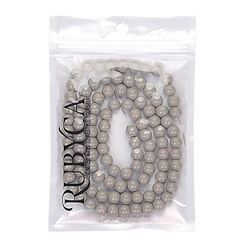 RUBYCA Round Opaque Painted Druk Czech Glass Beads Bulk Jewelry Making Supplies Strand (Grey, 4mm) - color: Grey, size: 4mm
