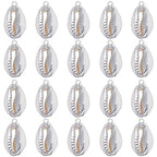 SUNNYCLUE 1 Box 20Pcs Seashell Charm Seashell Charms Bulk Natural Cowrie Shell Silver Electroplated Shell Pendants for Jewelry Making DIY Bracelets Necklaces Earrings Craft - color: 1 Box 20Pcs Silver Cowrie Shell Charms