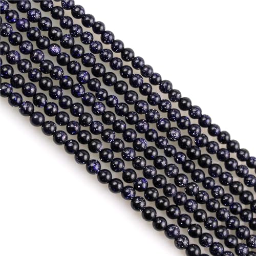 MJDCB 320pcs Small Stone Beads 2mm Blue Sandstone Round Smooth Loose Gemstone Bead for Jewelry Making Bracelets Earrings Necklaces Accessories - color: Blue Sandstone