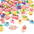 Cheriswelry Cup Cake Resin Pendants Lovely Food Sweet Dessert Dangle Charms Links Hanging Ornament with Metal Loop Fruit Pendants for Key Chains Bracelet Necklace Jewelry Making - color: Ice Lolly & Cake Roll-Mixed Color