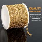 KYUNHOO 9.8 Feet Stainless Steel Jewelry Making Chains Gold Plated Chains Bulk Embossed Oval Chain Links with Lobster Clasps Jump Rings for Handcraft Making Supplies - color: Embossed Oval Gold