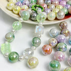16mm Acrylic Beads Double Color Round Bead with Straight Hole, Large Beads for DIY Earrings Bracelet Necklace and Any Other Accessories (Mist) - color: mist