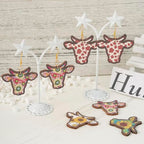 40pcs Wooden Cow Head Charms Western Style Flower Printed Ox Head Pendants & 50pcs Earring Hooks & 50pcs Jump Rings for Boho Earring DIY Jewelry Making - color: Cow Head
