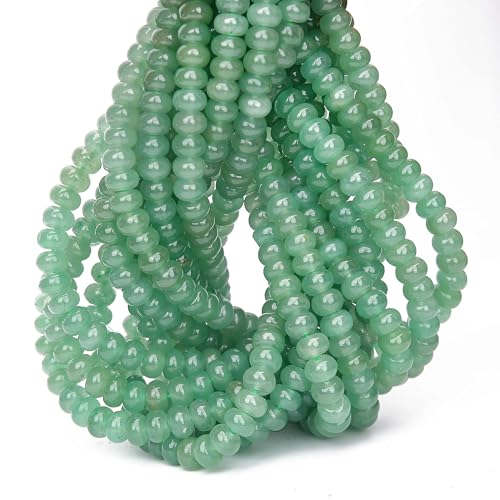 2 Strands (150PCs) Natural Green Aventurine Rondelle Beads, 5 * 8mm Gemstone Loose Spacer Abacus Disk Beads for DIY Bracelet Necklace Earrings Jewelry Making, Craft Supplies Beading Kit - color: Green Aventurine, size: 5*8MM