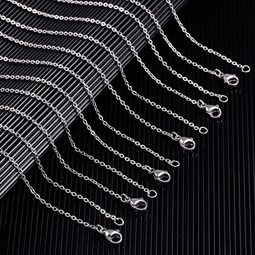 Wholesale 12 PCS Genuine Stainless Steel Fine Cable Chain Necklace Chains Bulk for Jewelry Making 18-30 Inches (30 Inch(2MM)) - color: Stainless Steel, size: 30 inch-0.079 inch