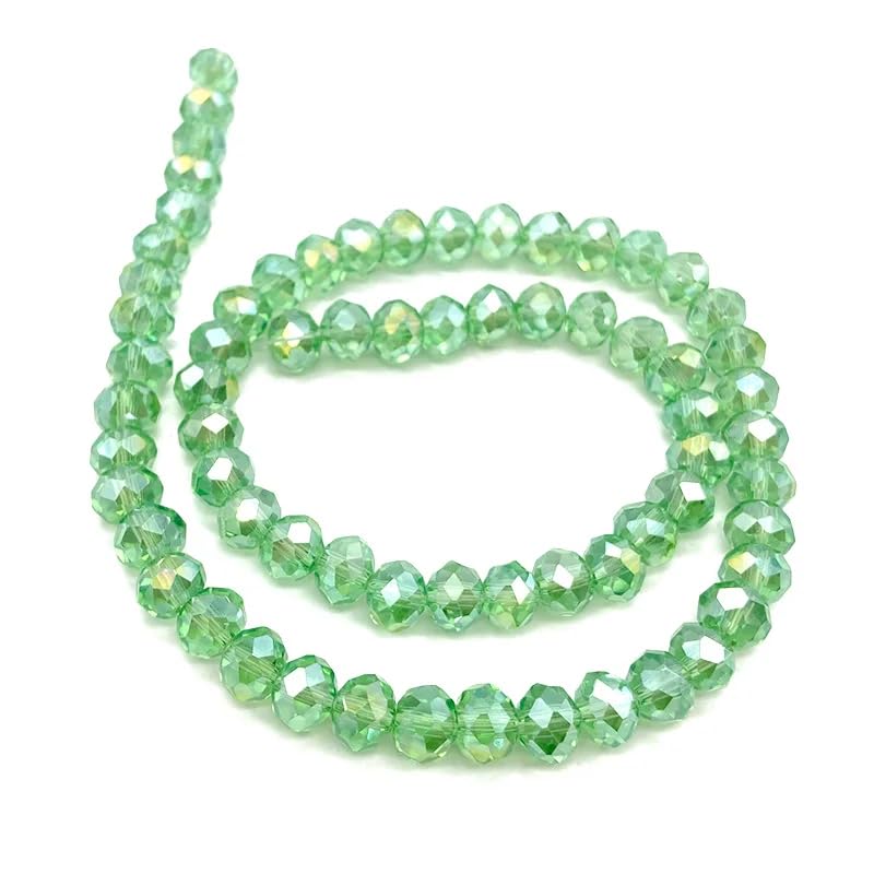415pcs Rondelle Crystal Glass Beads 2mm 4mm 6mm 8mm Mixed Sizes, Faceted Briolette Spacer Czech Seed Loose Beads for DIY Jewelry Making (Green) - color: Green