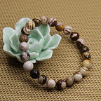 Angelstones Handmade Natural Healing Gemstone 8mm Round Beads Stretch Crystal Bracelet 7 Inch Unisex - color: African Zebra Jasper