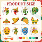 Ferreve 25 Set Cinco De Mayo DIY Bead Necklaces Crafts Kit Mexican Fiesta Birthday Party Favors Supplies Decorations Cactus Maracas Tacos Sombreros Avocados Wooden Charms with Fiesta Cards