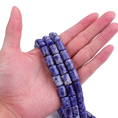 BEADIA Natural Blue Sodalite Cylinder Stone Loose Semi Gemstone Beads for Jewelry Making 10mmx14mm 38cm - color: Blue Sodalite, size: 10mm x 14mm