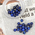 AD Beads Natural Gemstone 8mm Round Loose Beads Big Hole 2.5mm Sized 40pcs (Sapphire Tiger's Eye) - color: Sapphire tiger's eye