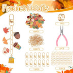AUGSUN 189Pcs Fall Keychain Making Kit, Autumn Charm Jewelry Chain Making Crafts, 60 Thanksgiving Charms 12 Keychain Clips Hooks 15 Extender Chains 100 Jump Ring and Jewelry Plier for Holiday Gifts - style: Fall