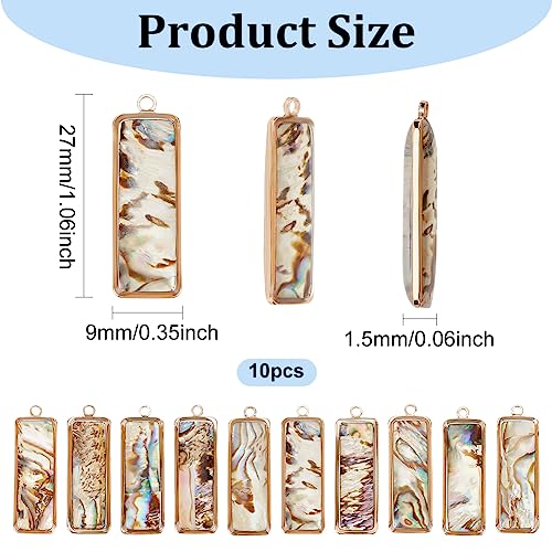 BENECREAT Abalone Shell Charms, Paua Shell Pendant Shell Charms for Jewelry Making - color: Rectangle