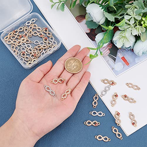 SUPERFINDINGS 48Pcs 3 Style Alloy Rhinestone Links Connectors Metal Infinity Pendants Connectors Infinity Symbol Connexter Link for DIY Jewelry Making