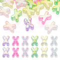 FASHEWELRY 20Pcs Large Hole Acrylic Beads Letter X Iridescent Big Plastic Letter Blocks European Beads Clear 3D Letters Initial Alphabet Bead for Keychains Necklace DIY Arts Craft - color: Random Clear, size: X