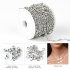 Kyutong Dainty Beaded Chain for Jewelry Making Silver Cable Chain Spool 304 Stainless Steel Chains Link for Women Men Making Jewelry Craft Finding Supplies - color: Cross Bead Silver