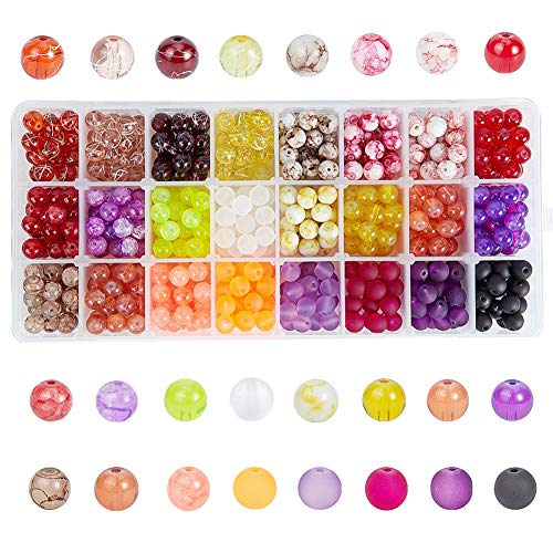 PH PandaHall 720pcs 8mm Glass Beads 24 Style Orange Crystal Bracelet Beads Loose Bead Spacers for Friendship Bracelet Earring Jewelry Making Fall Christmas Tree Ornament Halloween Decoration - color: Orange