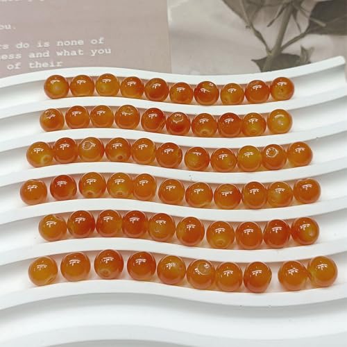 200PCS Glass Beads 8mm Glass Beads for Bracelets Necklaces Jewelry Making DIY Crafts (Orange) - color: Orange