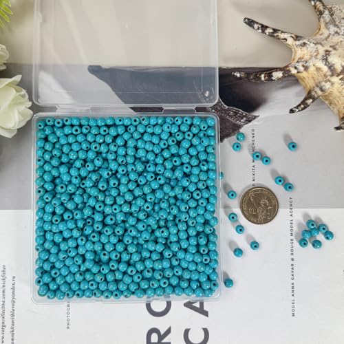 Turquoise Beads Bulk 6mm - 790pcs Natural Semi-Precious Gemstone Round Space Loose Beads for Jewelry Making, Bracelets, Necklaces, Earring, DIY Handmade Crafts, Healing Stone Gifts - color: Round 6mm