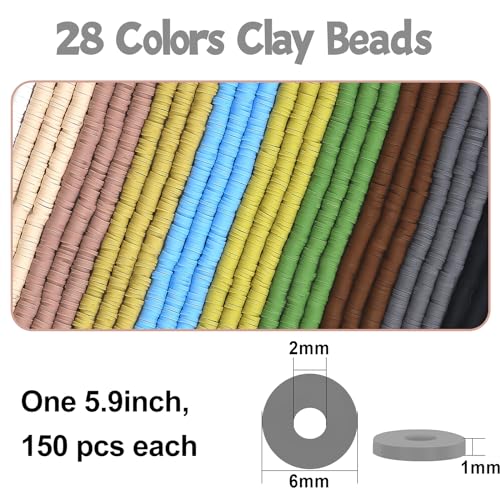 JMUQ 28 Strands Black&Brown Clay Beads Bracelet Making Kit, Friendship Preppy Flat Polymer Clay Heishi Beads for Bracelets Jewelry Making Kit, DIY Arts and Crafts Gifts - color: Black&Grey Series