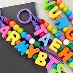 Mixed Color Big Hole Acrylic Number Letter Beads for Keychain Making Kit, 3D Letter Key Chain Making Kit with A~Z Alphabet Letters / 0~9 Numders/Round Beads/Wrist Straps/Carabiners/Cotton Rope
