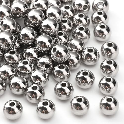 304 Stainless Steel Round Beads 8.0mm 80pcs Spacer Beads for Jewelry DIY Making and Repairing - size: 8.0mm