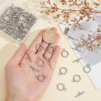 40Pcs Toggle Clasps Stainless Steel T Bar Ring Connector Closure Hook Fastener Necklace Bracelet Round Closures Jewelry Clasp for Bracelet Necklace Jewelry Making 19x14x2mm - size: 19x14x2mm