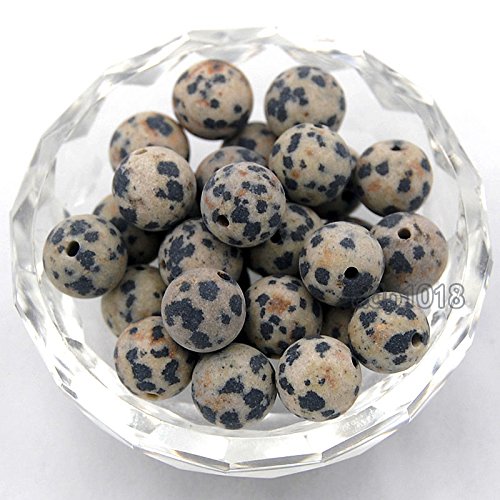 AD Beads Natural Matte Frosted Gemstone Round Spacer Loose Beads 4mm 6mm 8mm 10mm 12mm (8mm, Matte Dalmation Jasper) - color: Matte Dalmation Jasper, size: 8mm