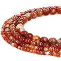 RUBYCA Natural Red Striped Agate Gemstone Round Loose Bead Quartz for Jewelry Making 1 Strand - 4mm - color: Red Stripe Agate, size: 4 MM