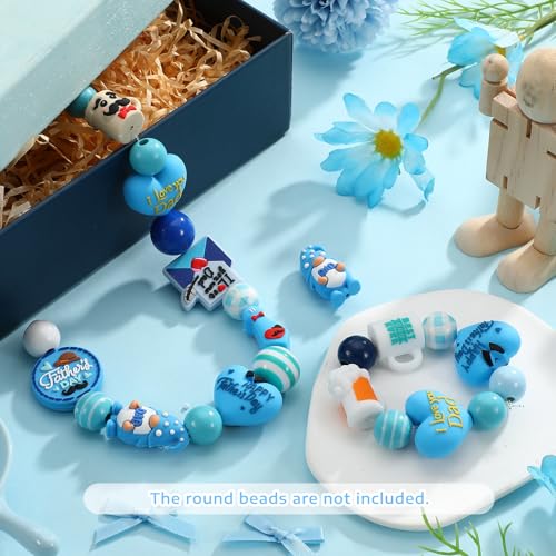 Watersay 12 Pcs 3D Silicone Focal Beads Pens Beads Bulk for Beadable Keychain DIY Crafts Necklace Bracelet Phone Chain Charms Jewelry Making (Father's Day) - style: Father's Day