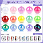 HUISUYTON 320 PCS Beads for Pens, 14 mm Focal Beads & 8 mm Rhinestone Spacers Bead, Fit for Beadable Pens Bracelets Keychains Jewelry Making, Rainbow Acrylic Bead, Christmas Gifts - color: 320 PCS 14mm Bubblegum Beads Set
