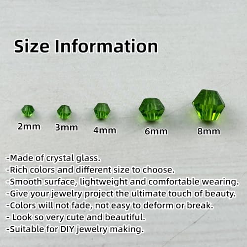 1310pcs Bicone Crystal Glass Beads 2mm 3mm 4mm 6mm 8mm Faceted Crystal Spacer Beads for Bracelets Necklace Pendants Earrings DIY Jewelry Craft Making(Grass Green) - color: Grass Green
