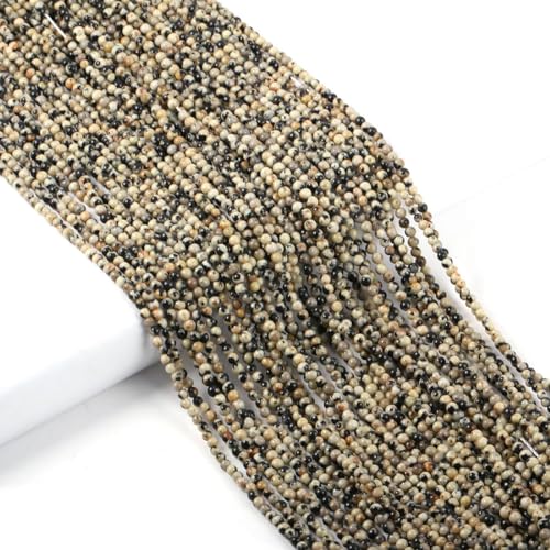 155pcs 2mm Natural Dalmatian Stone Loose Round Beads Gemstone Smooth Samll Spacer Beads for jewerly Making Bracelet Necklace - color: Dalmatian, size: 2 mm