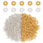 PH PandaHall 500pcs Tibetan Flower Spacer Beads, 2 Colors 5mm Alloy Daisy Beads Metal Jewelry Spacers Snowflake Spacer for Bracelet Necklace Earring Jewelry Making, Golden&Silver - color: Gold Silver