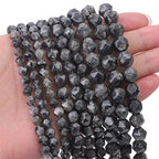 BEADIA Faceted Natural Black Spectrolite Stone Round Beads 6mm 36cm/Strand for Jewelry Making - color: Black Spectrolite, size: 6mm