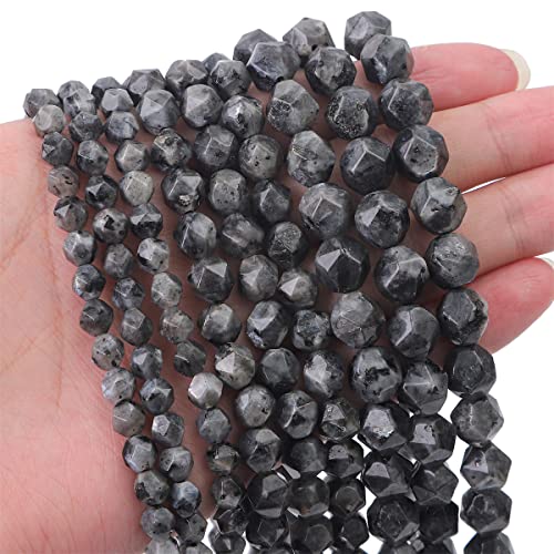 BEADIA Faceted Natural Black Spectrolite Stone Round Beads 10mm 36cm/Strand for Jewelry Making - color: Black Spectrolite, size: 10mm