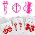 Xaekicr Heart Lock and Key Clay Cutters Set – 3PCS Polymer Clay Cutters for Earrings, Valentine’s Day Clay Earring Cutters, Polymer Clay Molds for Jewelry Making, Clay Tools - color: M color