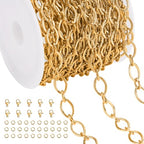 Jabogrii 16.4 Feet Stainless Steel Chain for Jewelry Making Gold DIY Craft Rhombic Jewelry Making Chain Supplies - color: Rhombic Gold