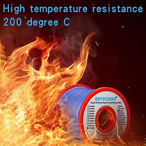 BNTECHGO 30 Gauge Silicone Wire Spool 50 ft Blue Flexible 30 AWG Stranded Tinned Copper Wire - size: 30 gauge silicone wire 50ft, style: Blue
