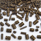 100 Gram Antique Bronze Mixed Styles Column Spacer Beads Alloy Barrel Tube Bar Loose Charm Beads Jewelry Findings Accessories for DIY Bracelet Necklace Craft Projects - color: Bronze