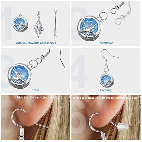 925 Sterling Silver Earring Hooks, 750PCS Earring Hooks Kit 250PCS/125Pairs Gold & Silver Hypoallergenic Earring Hooks with 250PCS Open Jump Rings and 250PCS Rubber Earring Backs for Jewelry Making - size: 750pcs-gold&silver