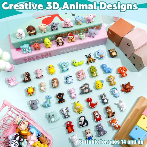 Ferreve 40 Pcs 3D Animal Silicone Focal Beads for Pens, Keychain Making, Focal Beads Bulk for Beadable Keychain DIY Crafts Bracelet Necklace Phone Chain Charms Jewelry Making(Vivid Style) - style: Vivid Style
