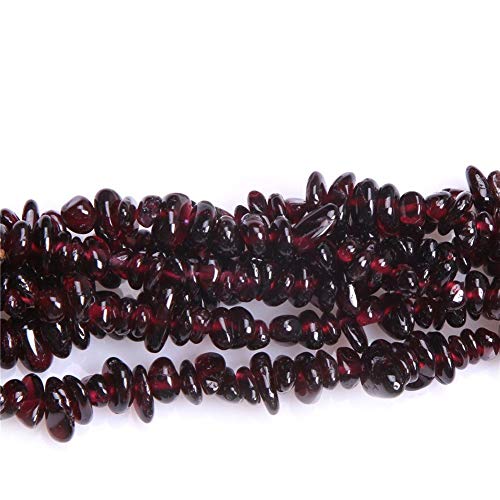 HAAMIIQII 4-6mm Natural Garnet Chips Irregular Chip Stones Loose Gemstone Energy Healing Beads for Jewelry Making 30 Inch Strand - color: Garnet