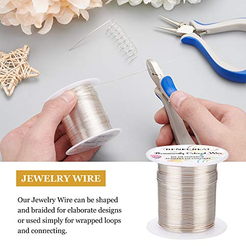BENECREAT 20 Gauge 32 Yards Silver Jewelry Wire - Tarnish Resistant Beading & Wrapping Copper Wire for DIY Crafts - color: Silver, size: 20 Gauge