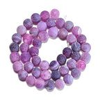 6mm Froasted Purple Agate Round Natural Gematone Loose Beads for Jewelry Making DIY 1 Strand 15" - color: Purple Froasted Agate, size: 6mm
