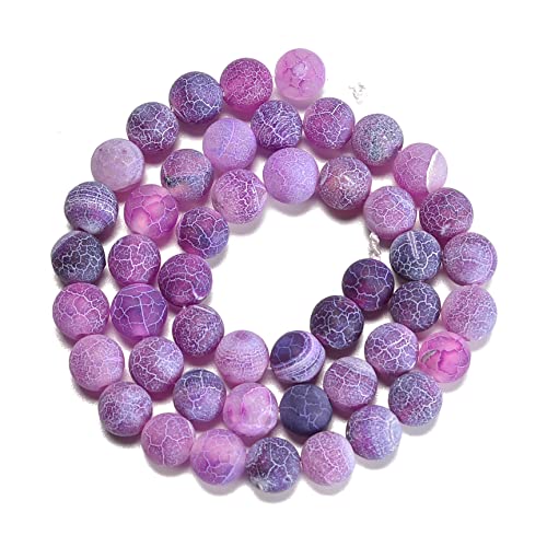 6mm Froasted Purple Agate Round Natural Gematone Loose Beads for Jewelry Making DIY 1 Strand 15" - color: Purple Froasted Agate, size: 6mm