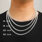 OCHCOH 925 Sterling Silver Clasp 3mm3.5mm4mm5mm7mm Cuban Link Chain Necklace for Men Diamond Cut Silver Chain Necklace for Women 16 18 20 22 24 26 28 30 Inch - size: 16 Inch, style: 5mm