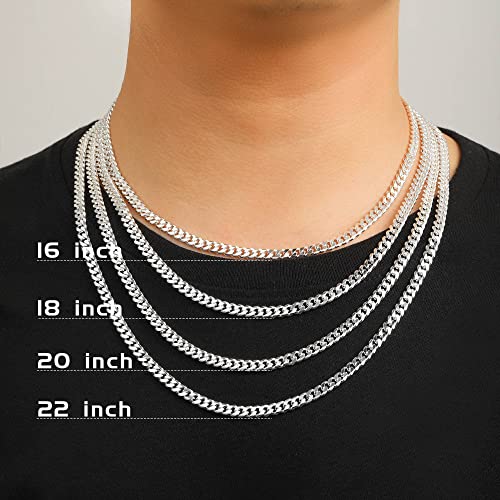 OCHCOH 925 Sterling Silver Clasp 3mm3.5mm4mm5mm7mm Cuban Link Chain Necklace for Men Diamond Cut Silver Chain Necklace for Women 16 18 20 22 24 26 28 30 Inch - size: 26 Inch, style: 5mm